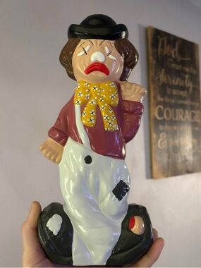 70s Vintage Clown Piggy Coin Bank Happy Sad Face